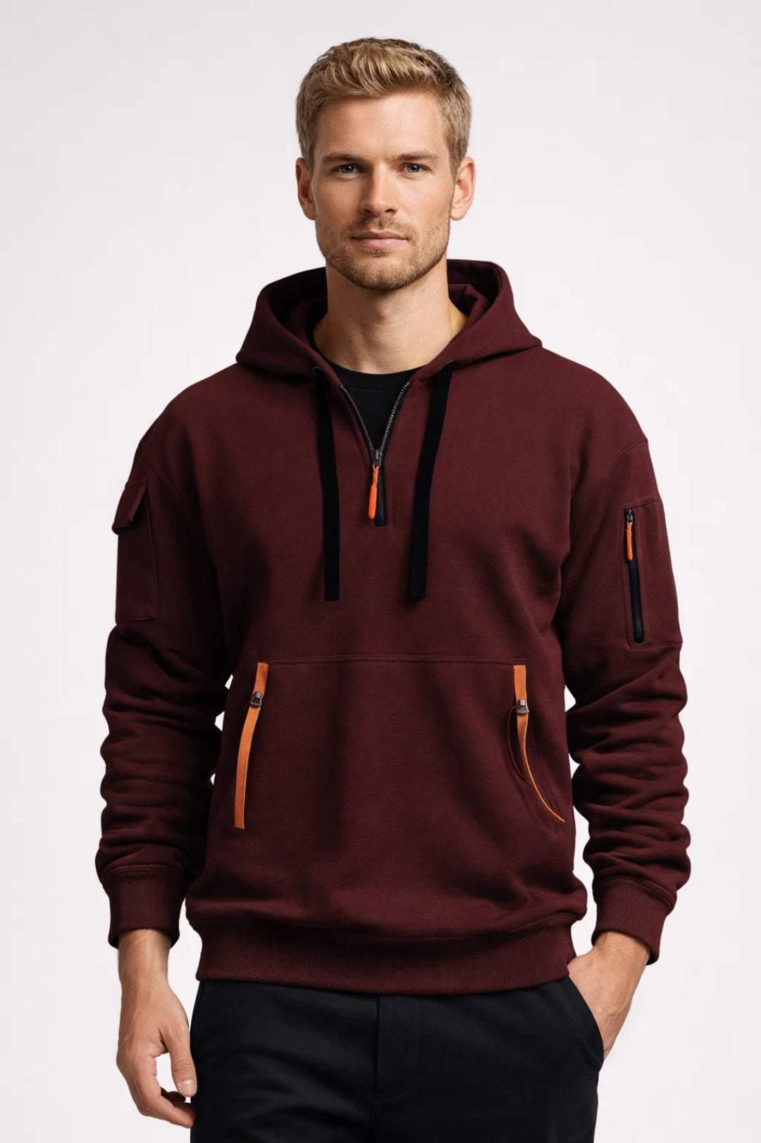 Sweat à capuche Homme | style urbain & allure moderne | poches zippées pour Printemps