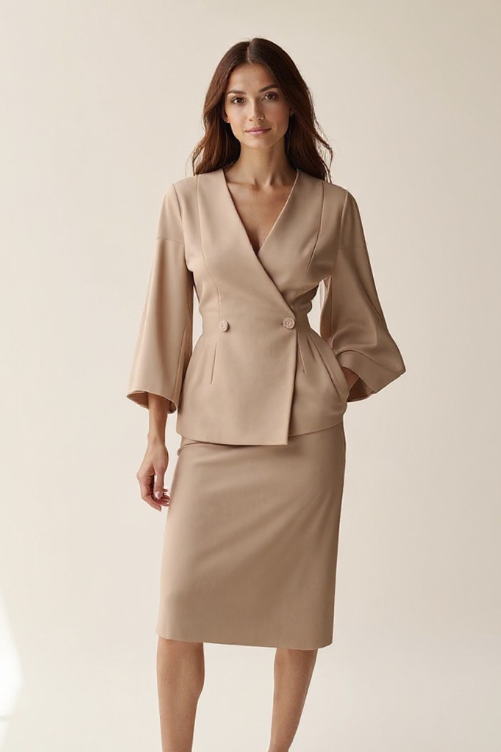 Tailleur Femme | Veste Peplum & Jupe Crayon | Chic et Structuré