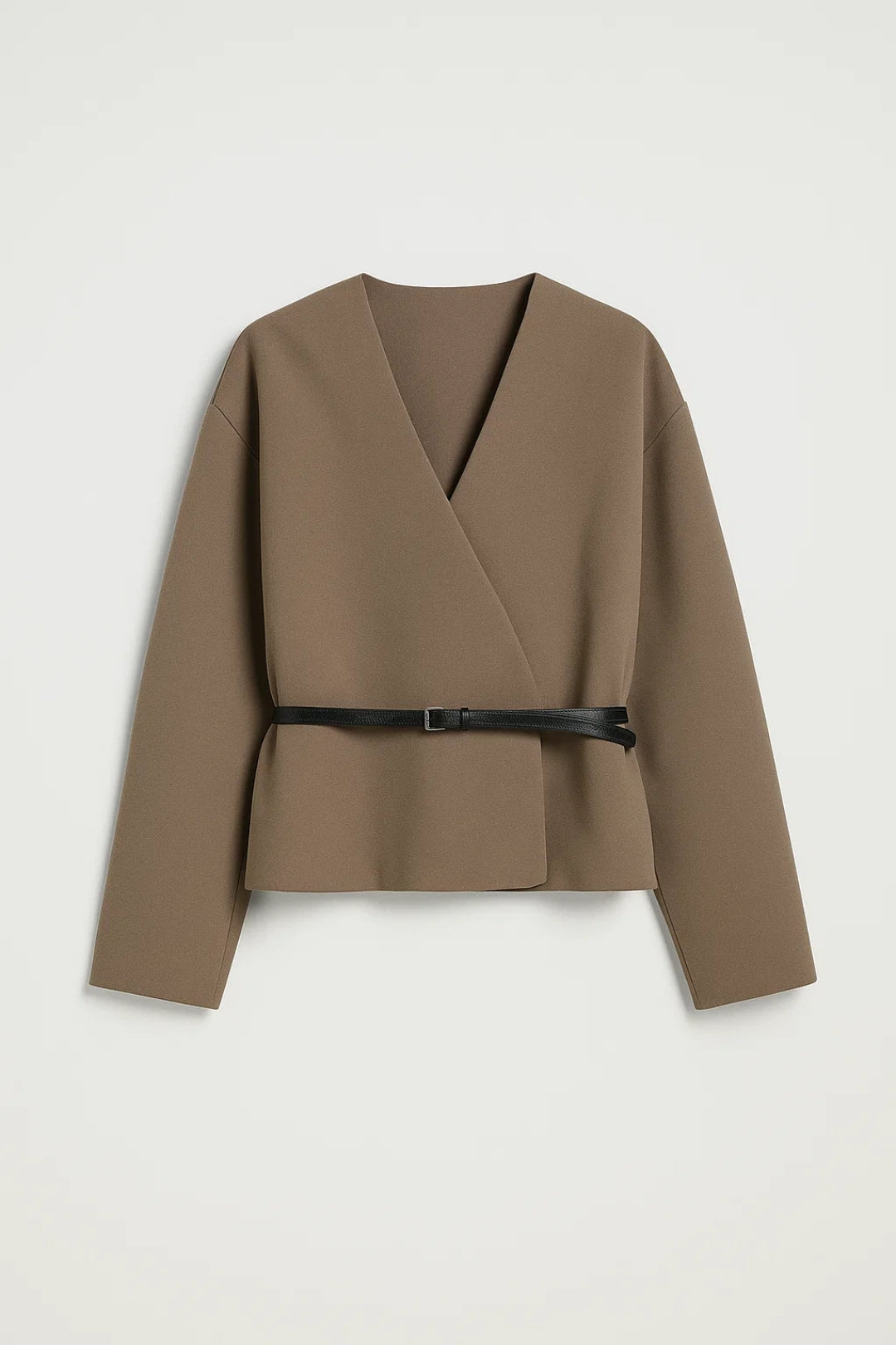 Manteau Croisé Ceinturé | Tissu Épais | Élégant et Structuré