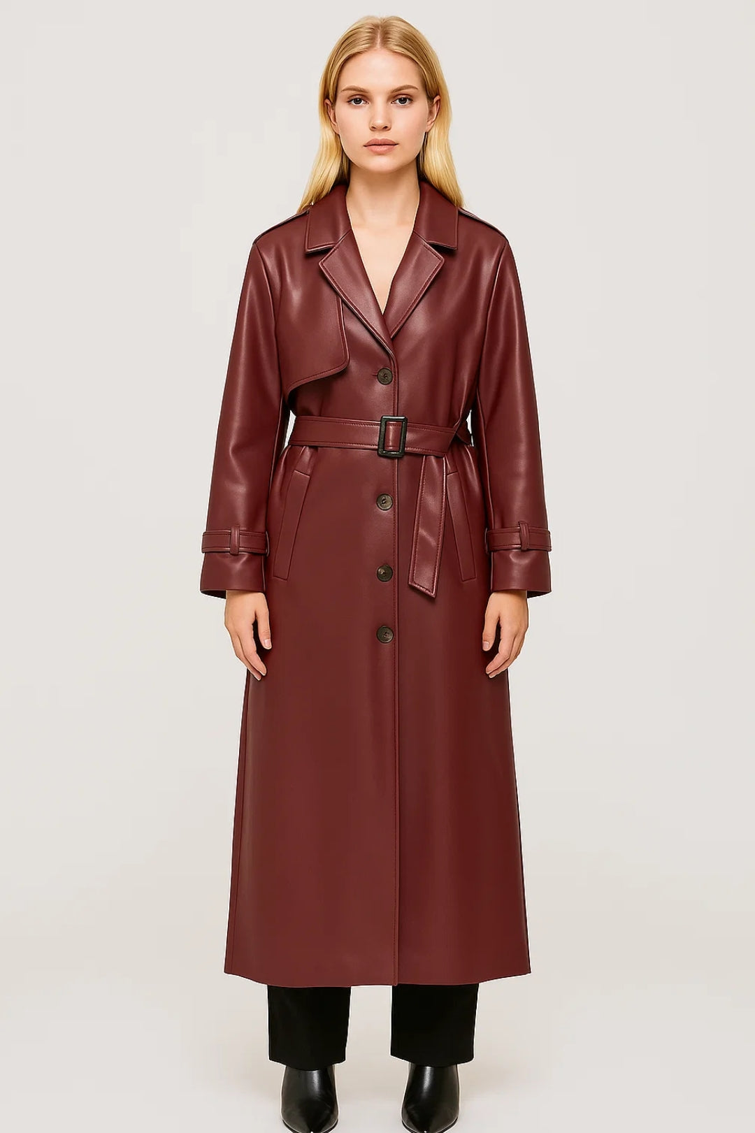 Trench Long Femme | Manteau Ceinturé Élégant | Coupe Structurée et Intemporelle
