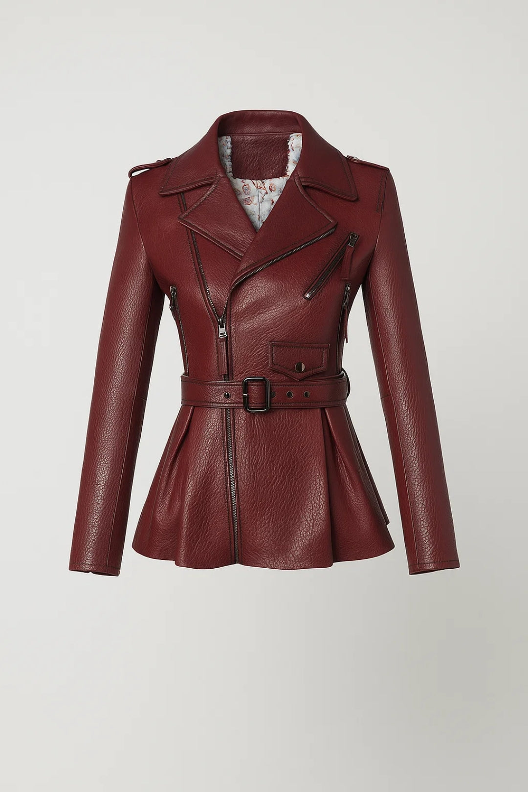 Veste Biker Cintrée | Blouson zippé ceinturé pour femme | Élégant et Structuré