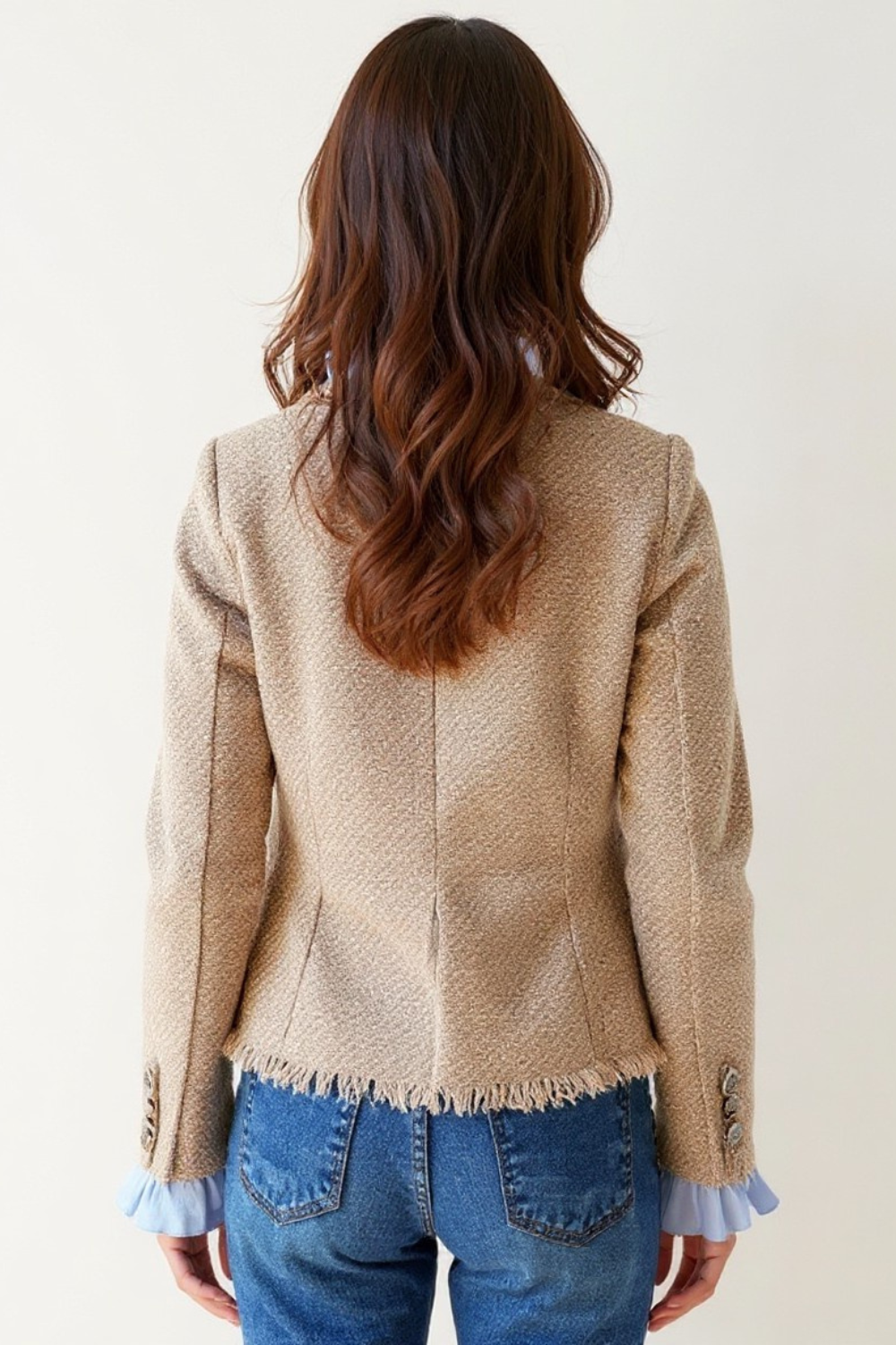 Veste Femme Structurée | Boutons Dorés | Tissu Texturé Chic