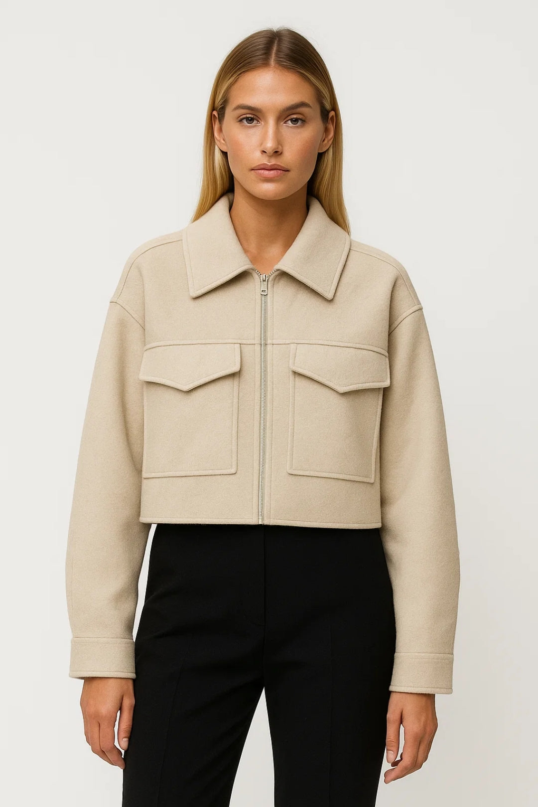 Veste courte Automne | Blouson structuré à poches | Minimaliste et moderne