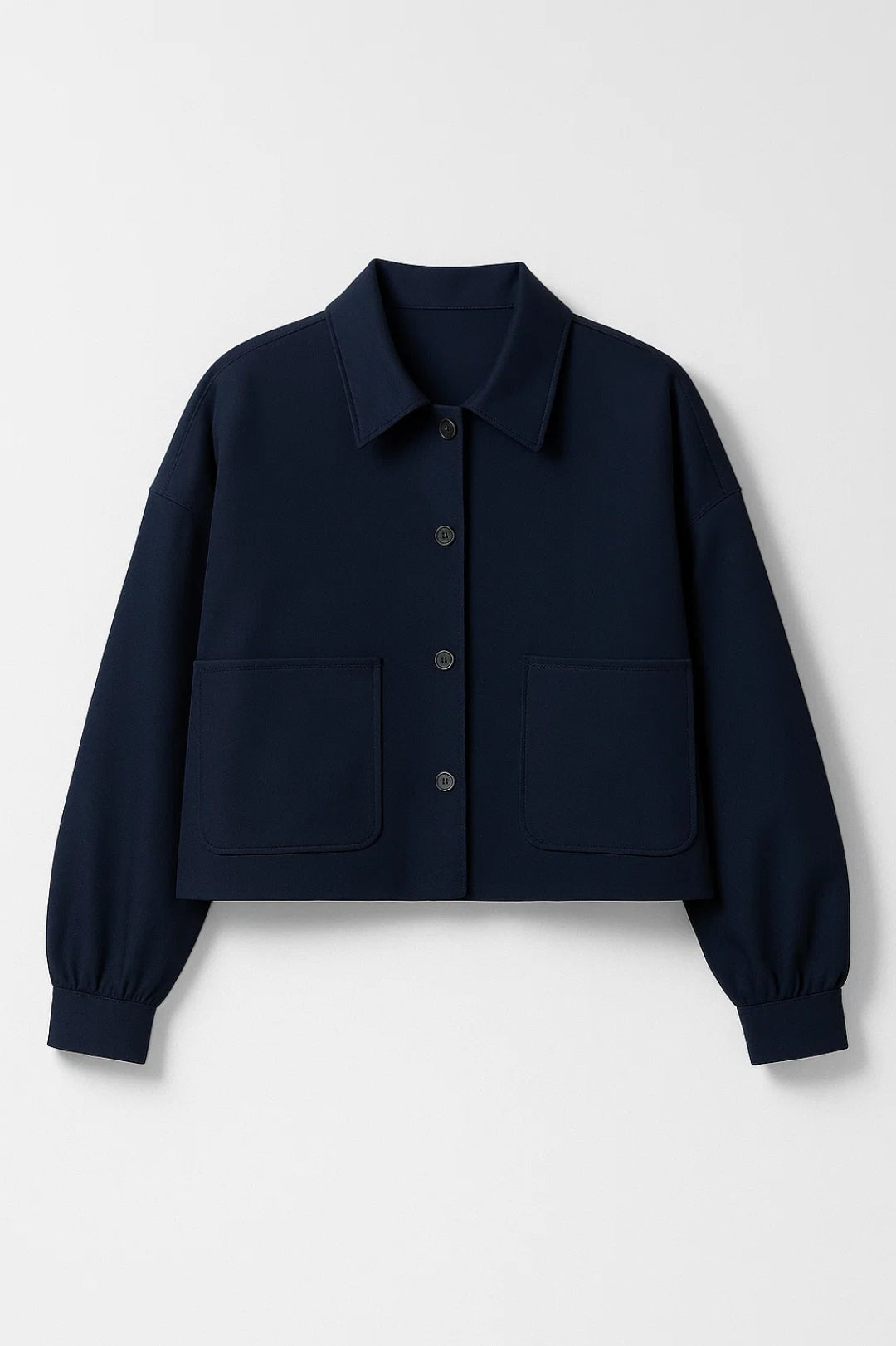 Veste courte avec poches frontales | Bleu marine | Ligne épurée et casual