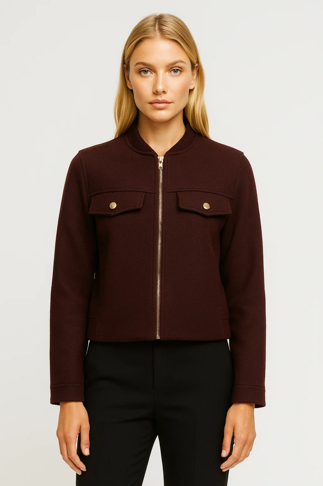 Veste courte zippée | Blouson structuré pour femme | Élégance minimaliste et urbaine