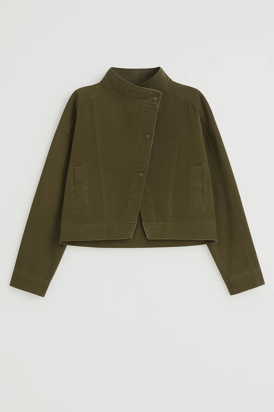 Veste en Jean Femme | court col montant | coupe structurée pour Mi-Saison