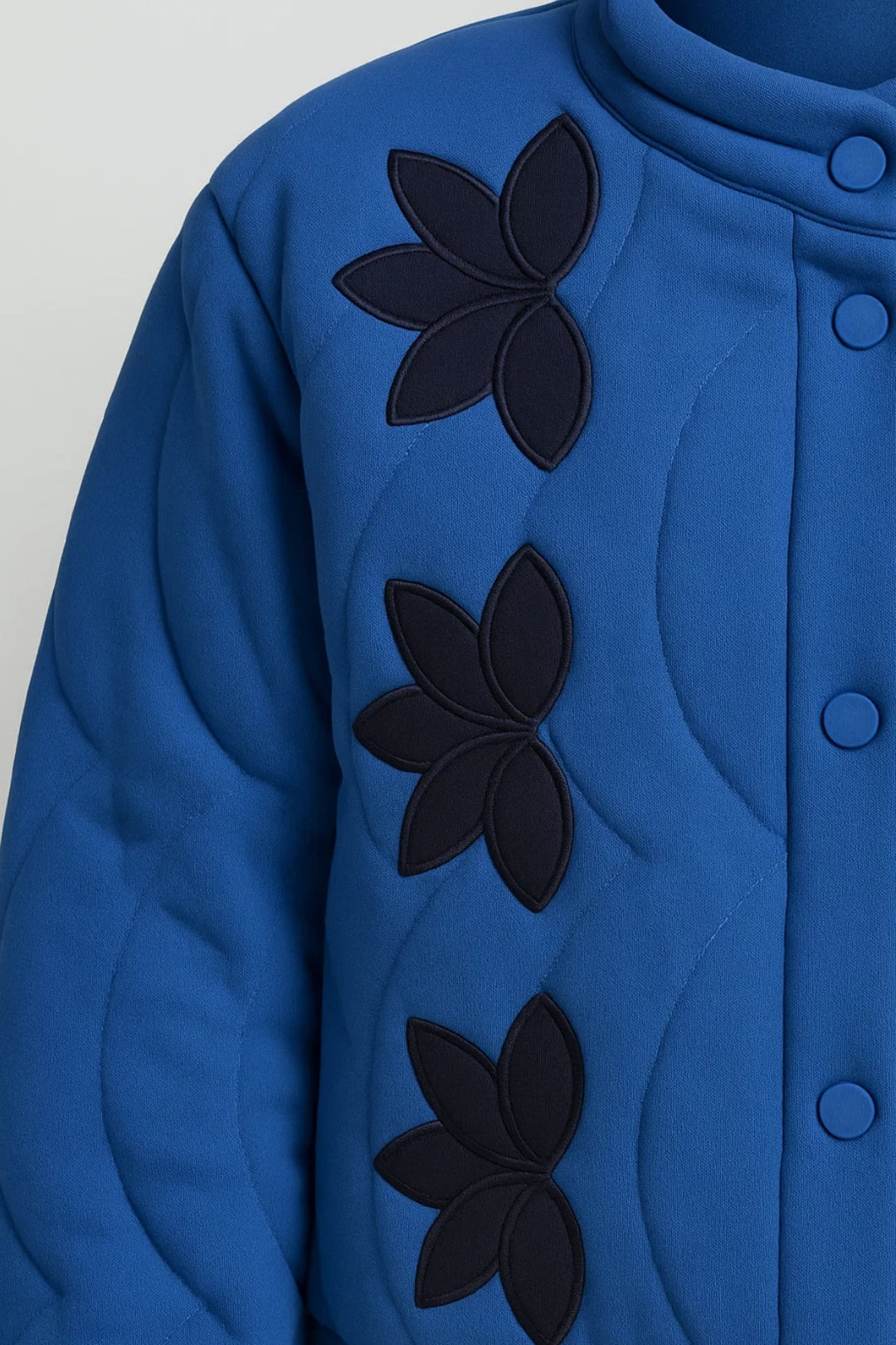 Vestes | Veste Courte Matelassée | Col Montant | Motif Fleuri