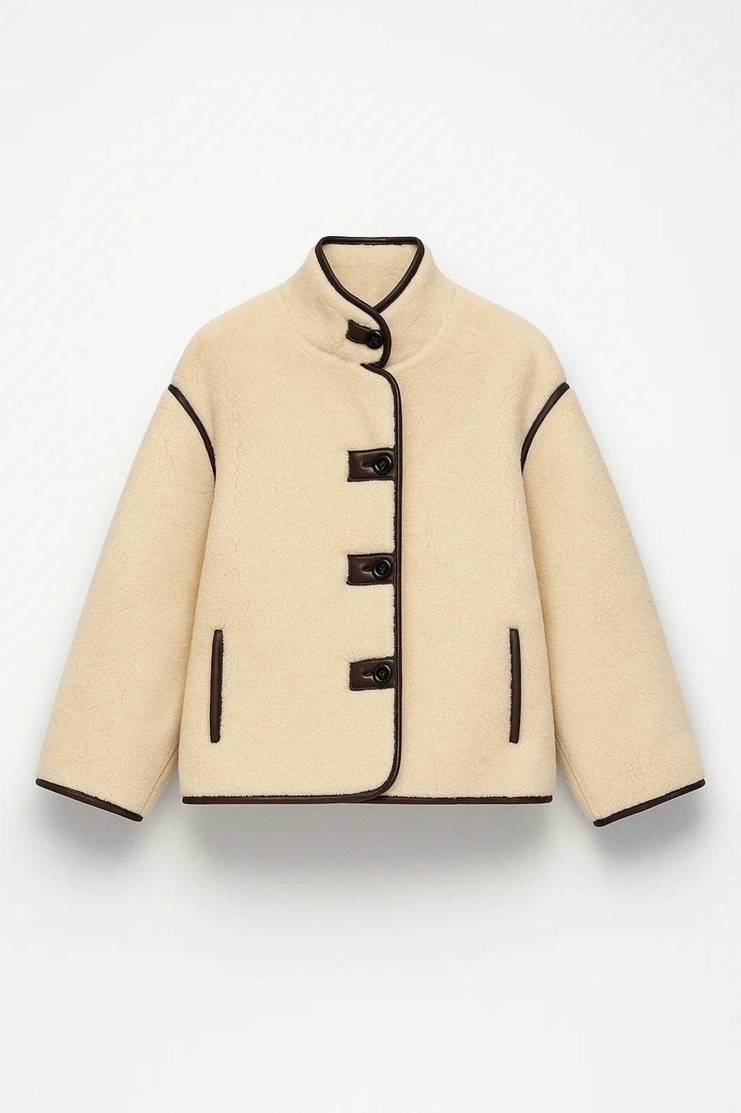 Vestes Hiver | Veste courte à boutons contrastés femme | Confort thermique et style structuré