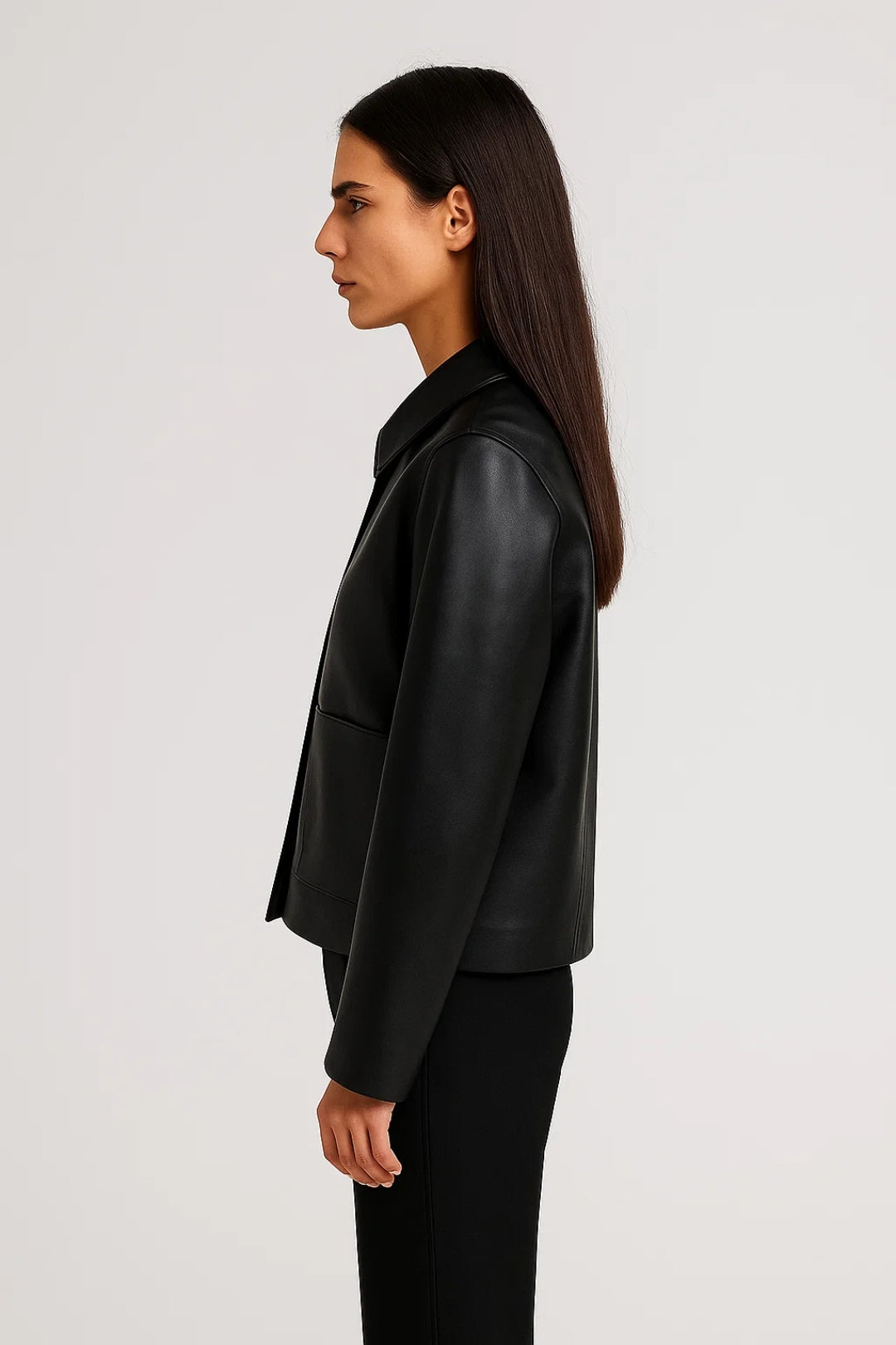 Blouson d’Automne en Similicuir | Élégant | Coupe Droite et Moderne