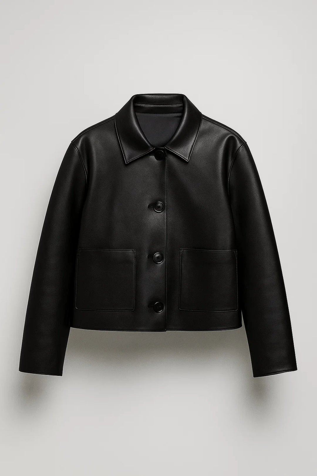 Blouson d’Automne en Similicuir | Élégant | Coupe Droite et Moderne