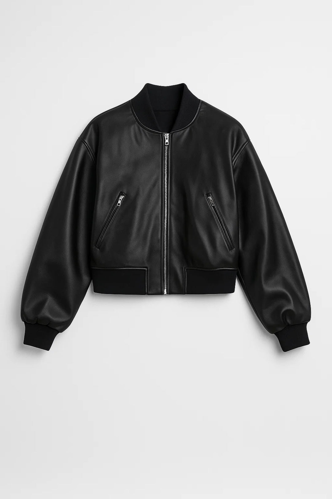 Blouson Bomber en Similicuir | Noir | Idéal pour l’Automne