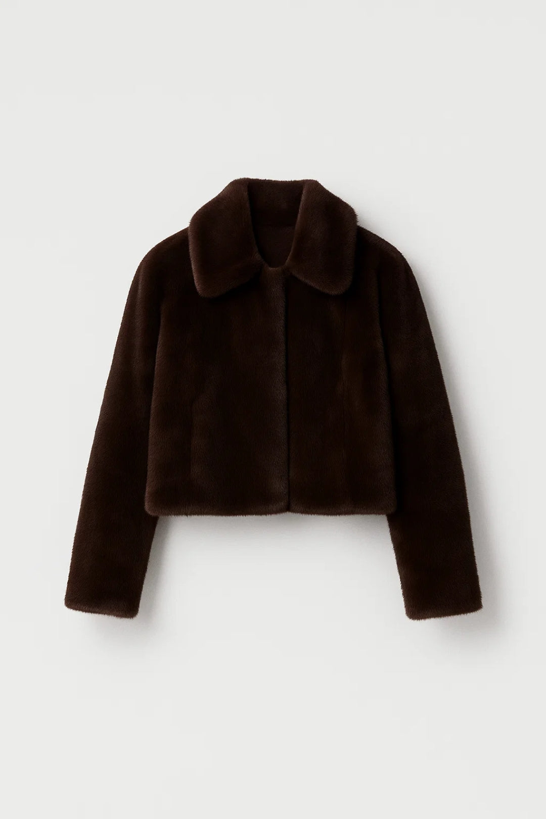 Manteau Court en Fausse Fourrure | Chaud et Élégant | Marron Foncé
