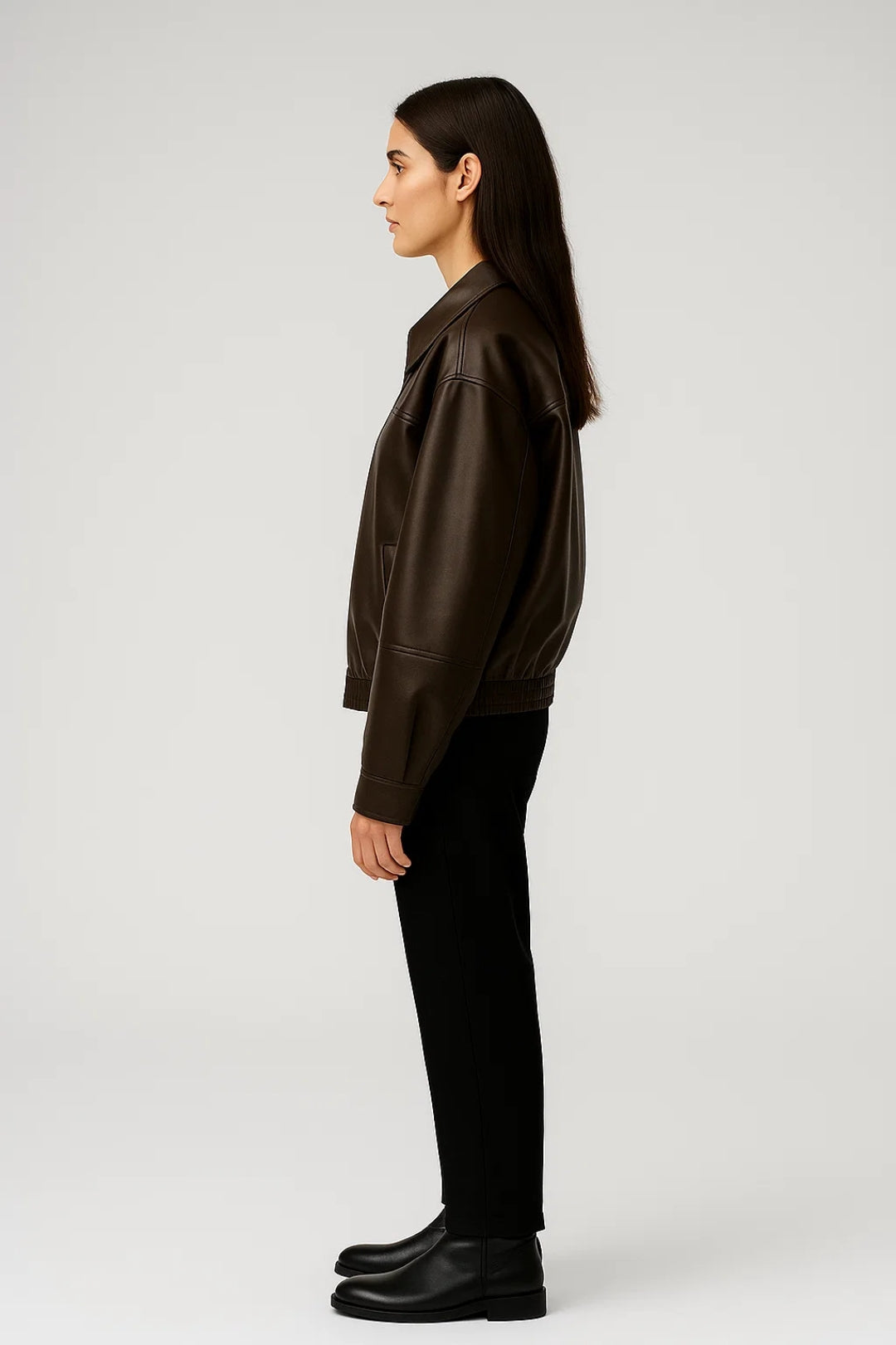 Blouson en Similicuir | Coupe Décontractée | Disponible en Noir et Chocolat