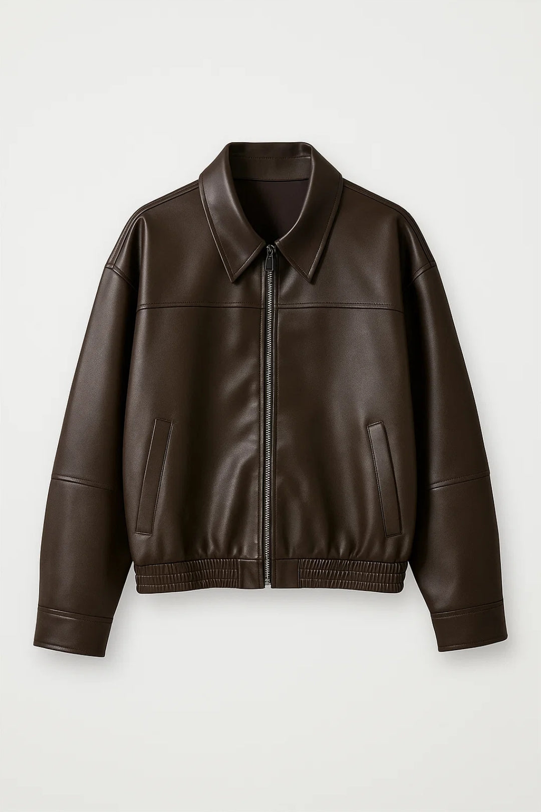 Blouson en Similicuir | Coupe Décontractée | Disponible en Noir et Chocolat
