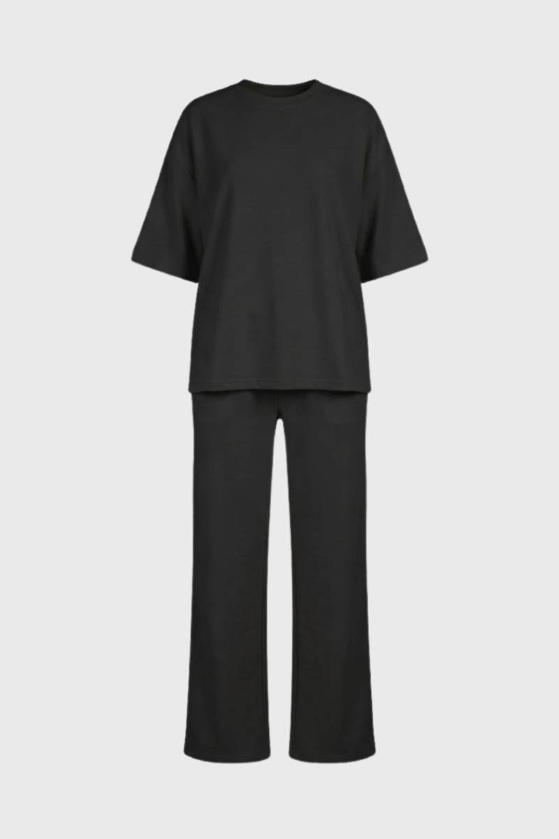 Ensemble Femme - Oversized Manches Courtes | Décontracté — Noir