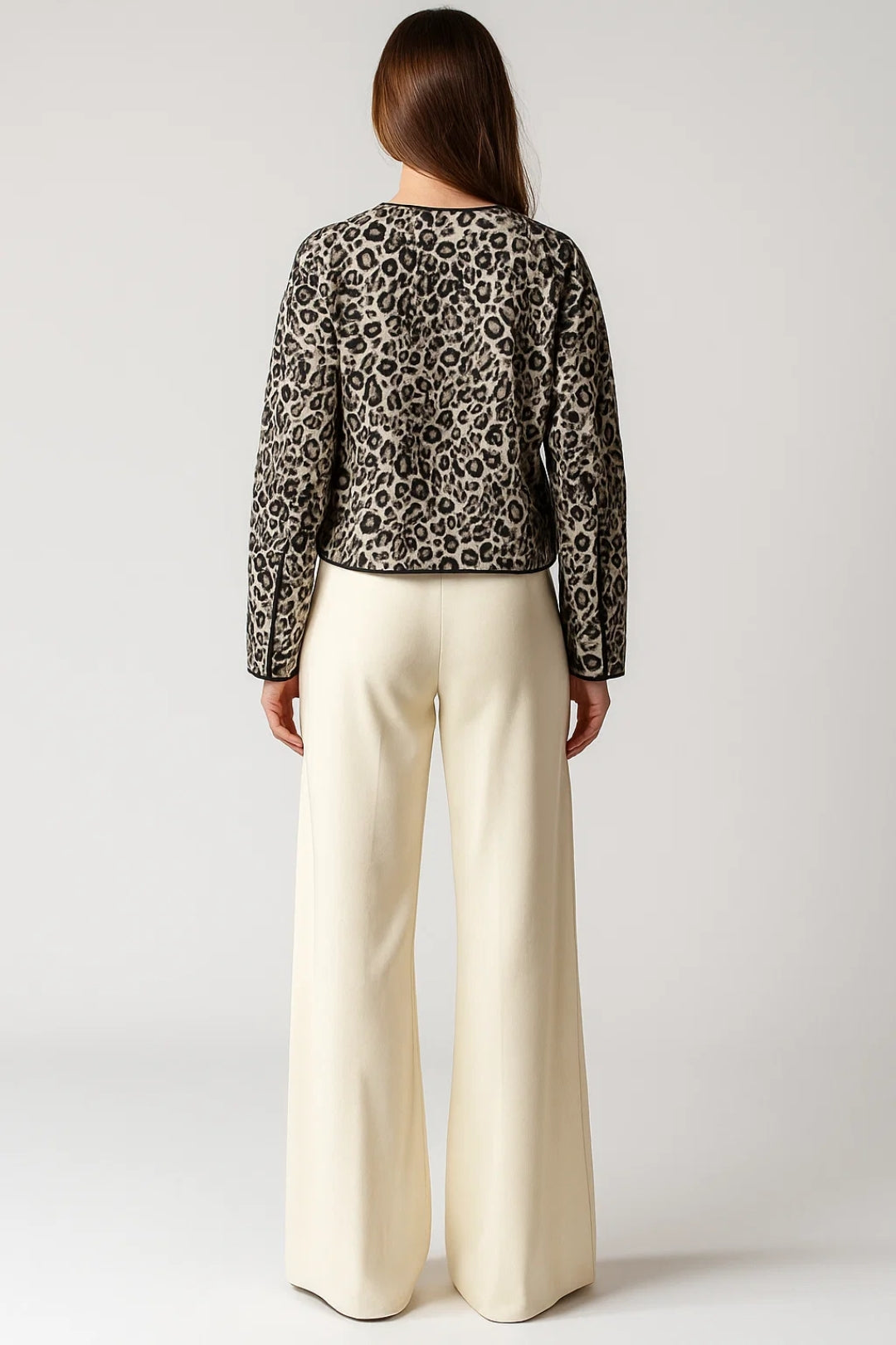 Manteau Léger à Motif Léopard | Chaud et Stylé | Beige et Noir