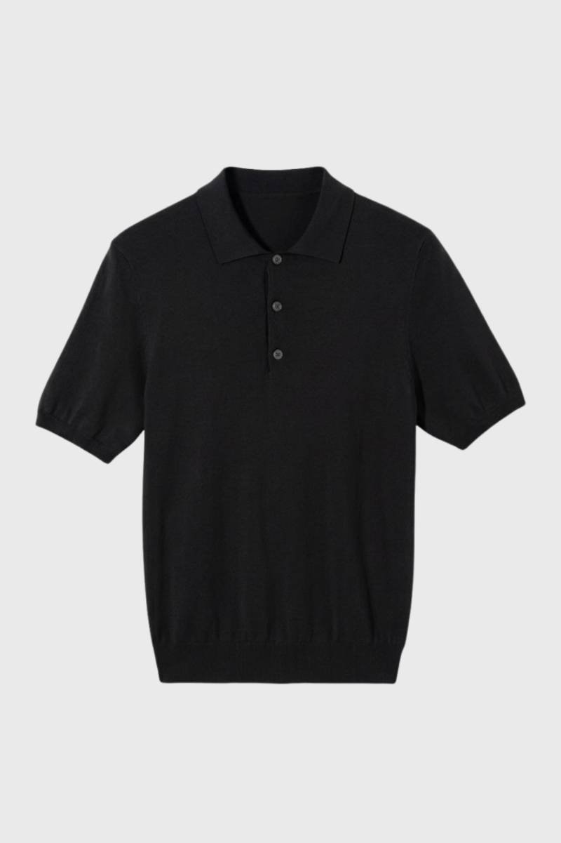 Polo Homme - Maille Fine Col Revers | Décontracté Élégant - Noir