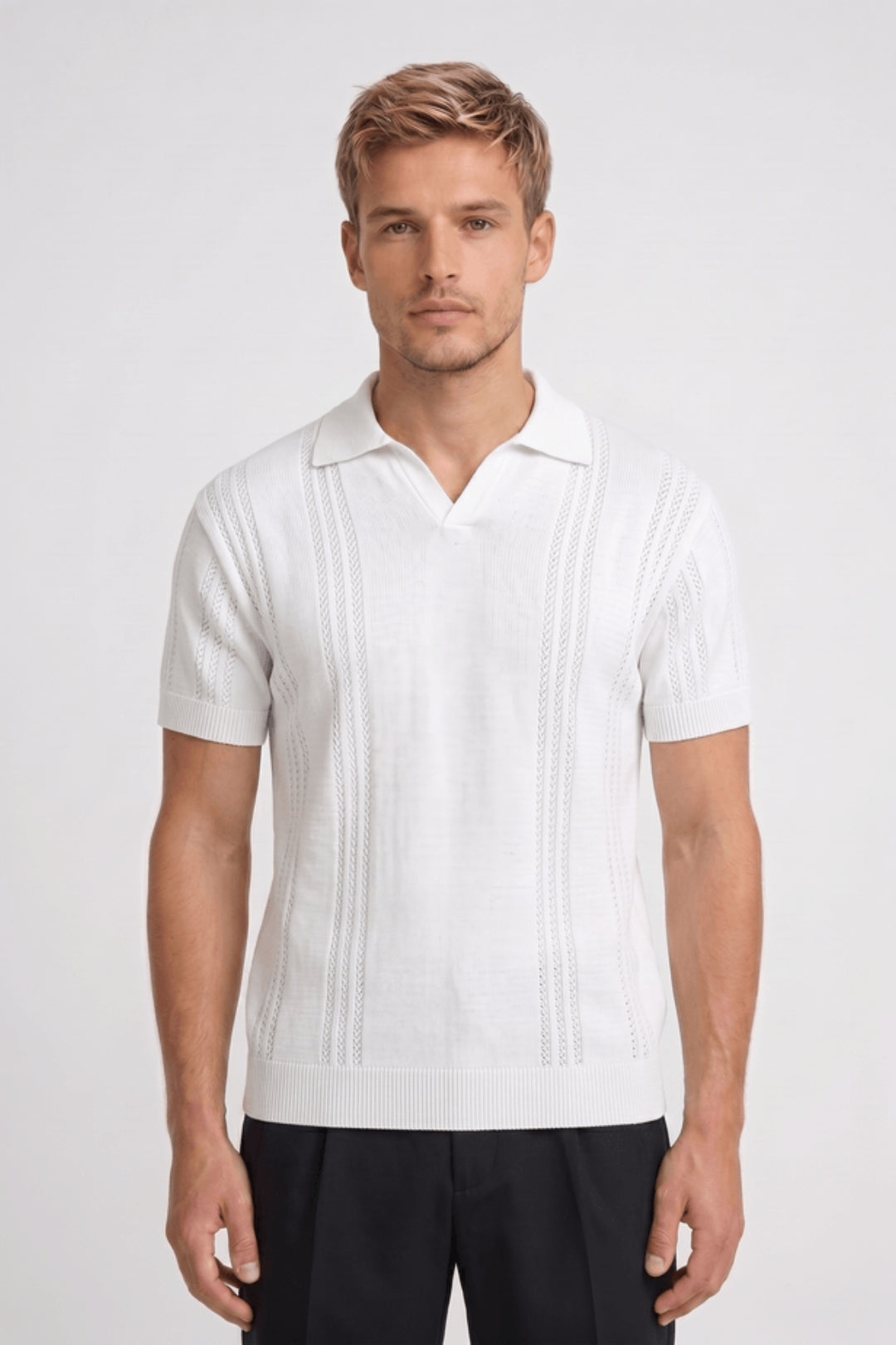 Polo Homme - Tricot Torsadé Col Classique | Élégant
