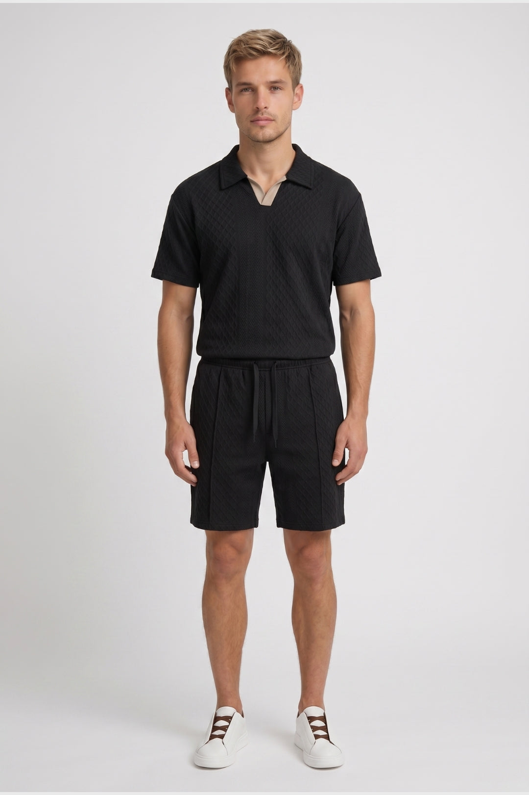 Ensemble Homme - Polo Texturé avec Bermuda Assorti | Élégant
