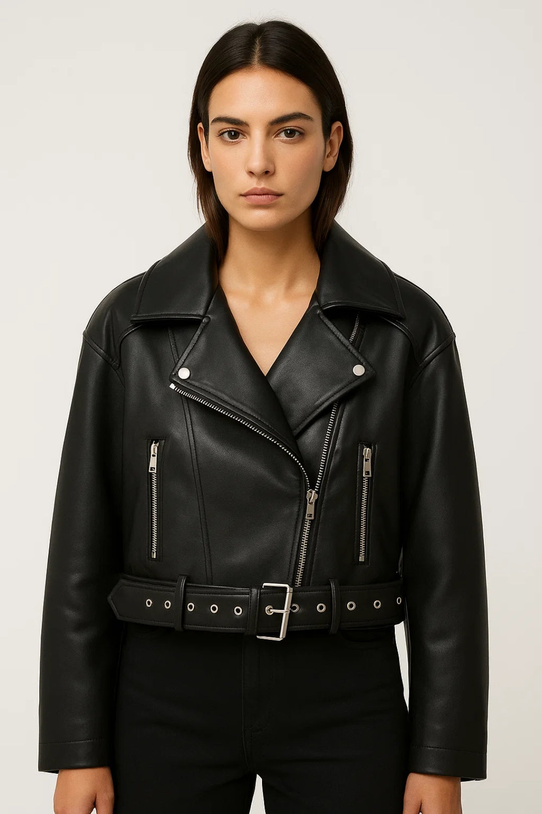 Vestes Mi-Saison | Blouson motard court pour femme | Tendance audacieuse et structurée