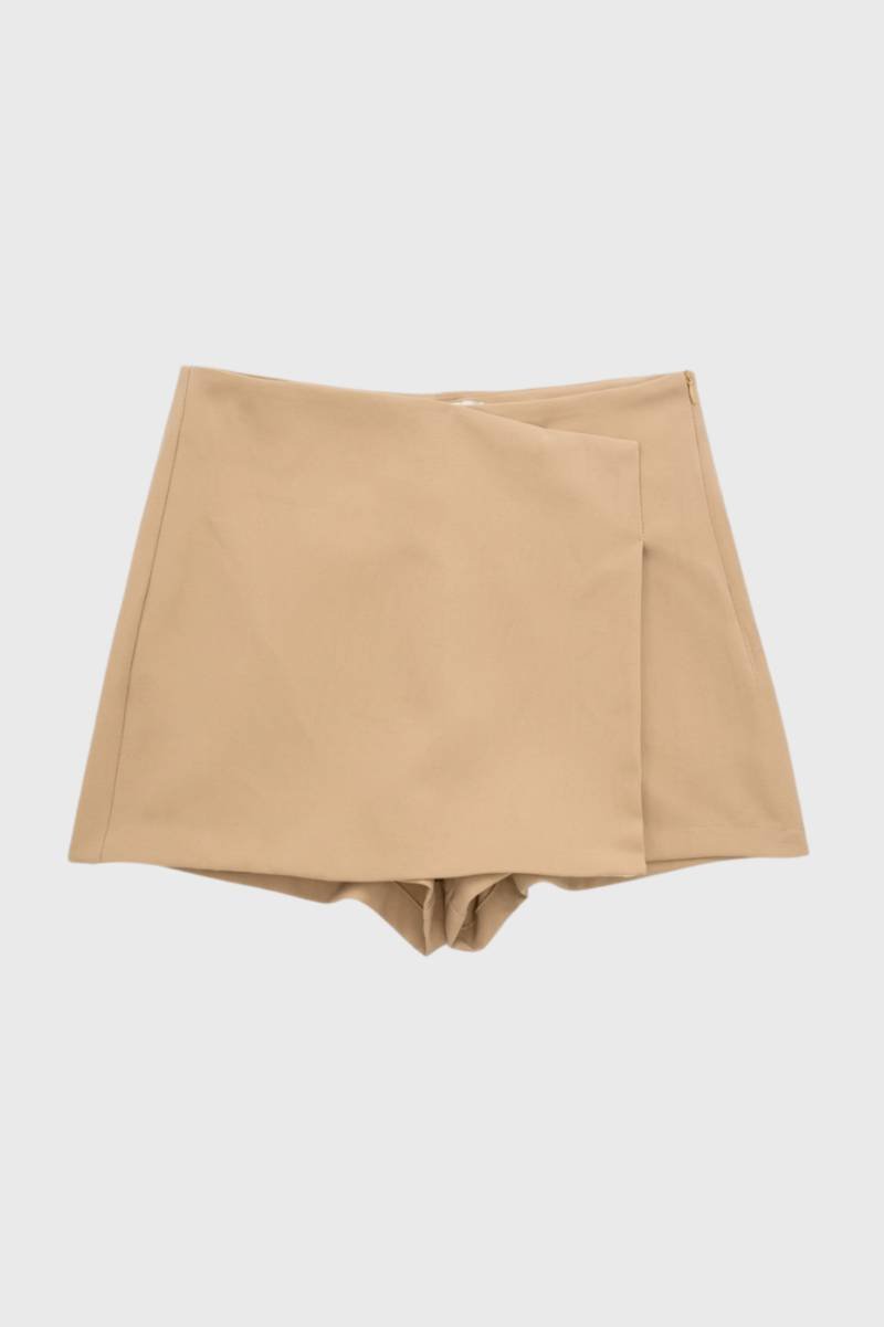 Short-Jupe Mini Femme - Asymétrique Taille Haute | Élégant — Camel