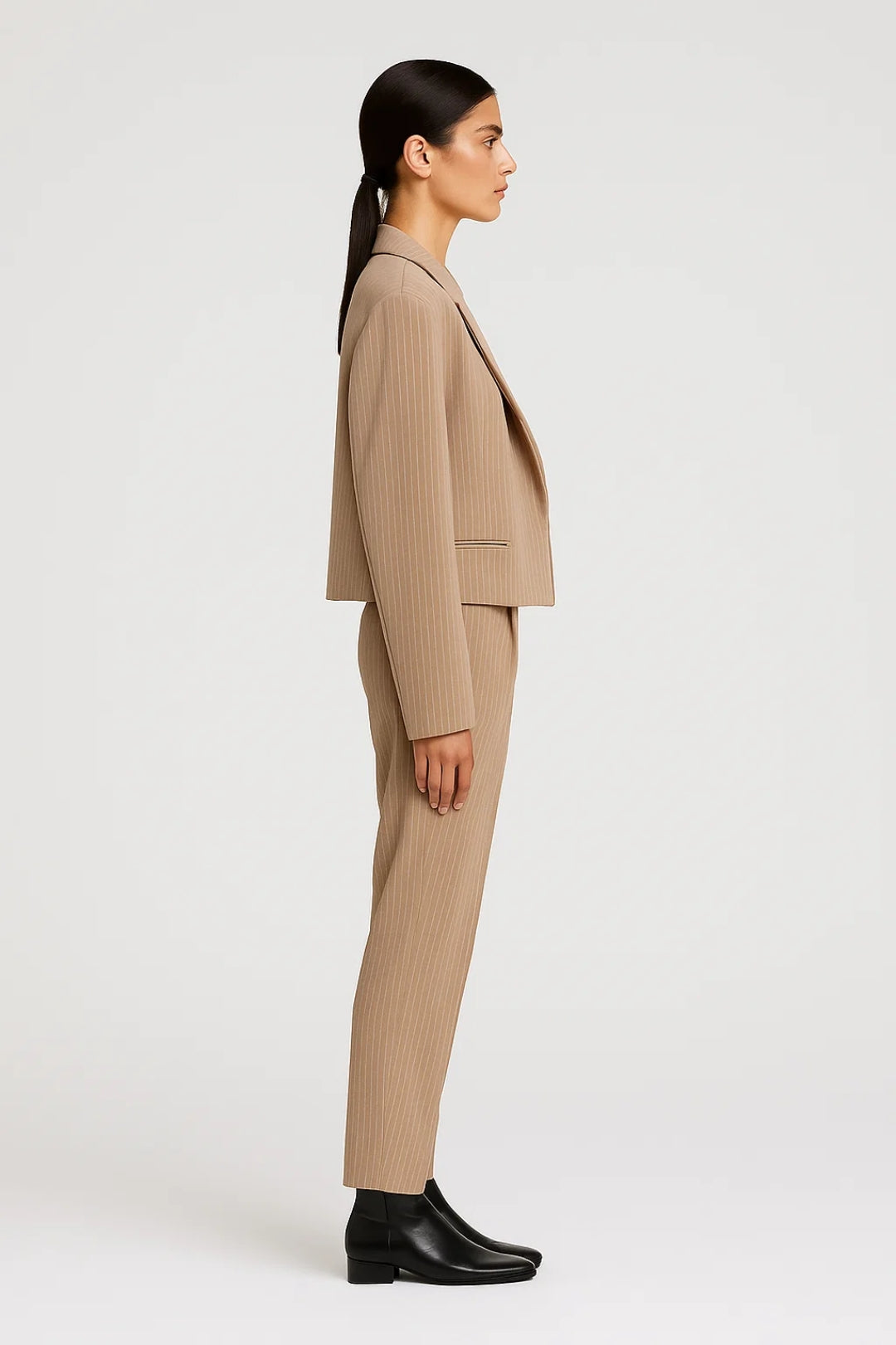 Blazers Femme | Veste de tailleur courte à rayures | Élégante et moderne pour la mi-saison