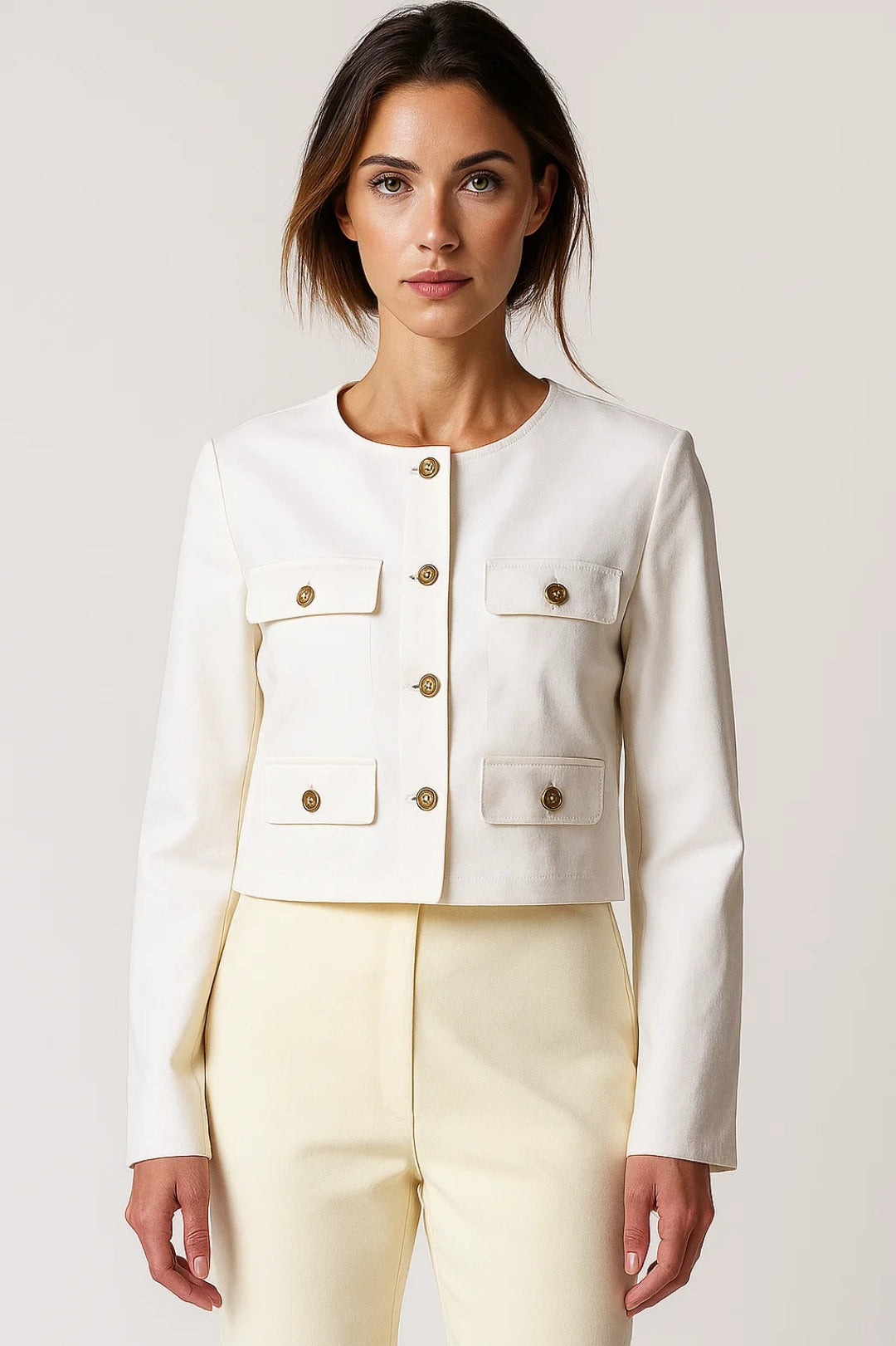 Manteau Court Structuré | Chaud et Élégant | Blanc Cassé, Taupe, Noir