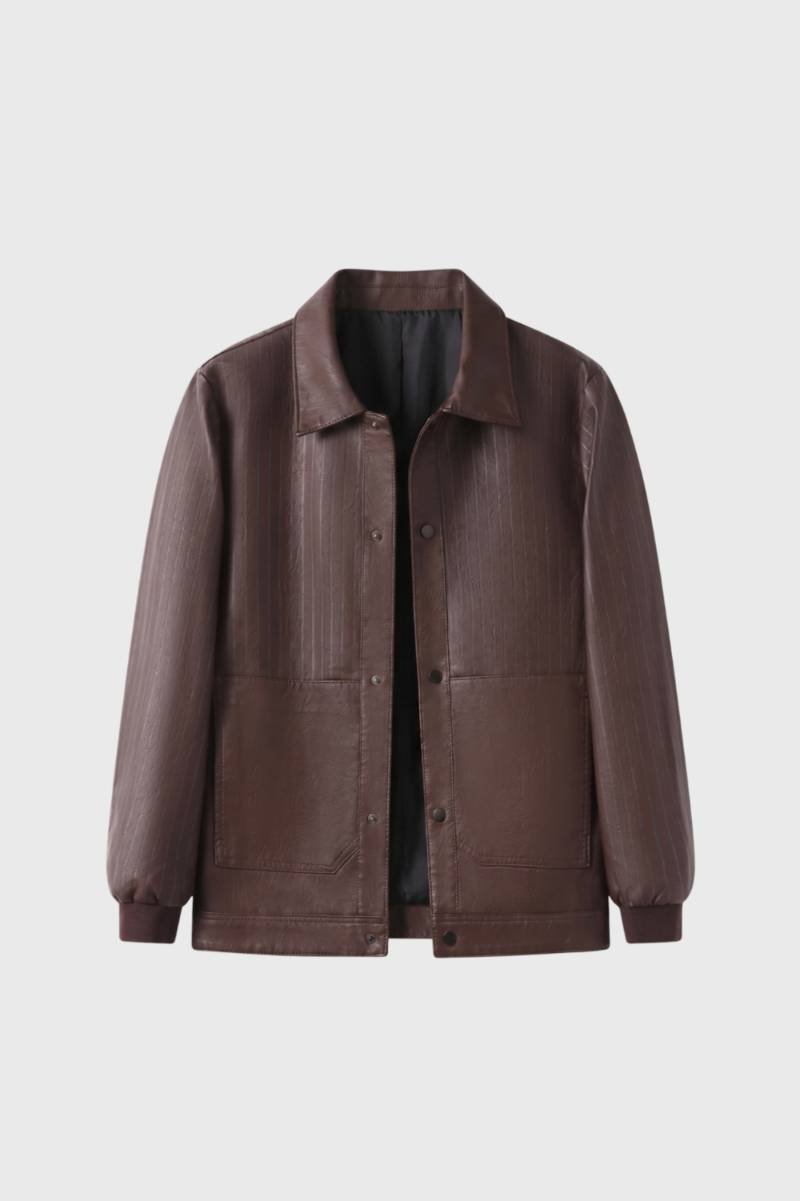Veste Homme - Style Baseball avec Rayures Verticales | Moderne — Marron rayé