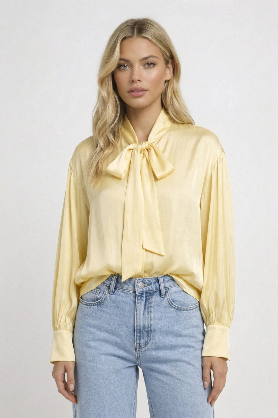 Blouse Femme - Nœud Lavallière | Manches Longues Satinées