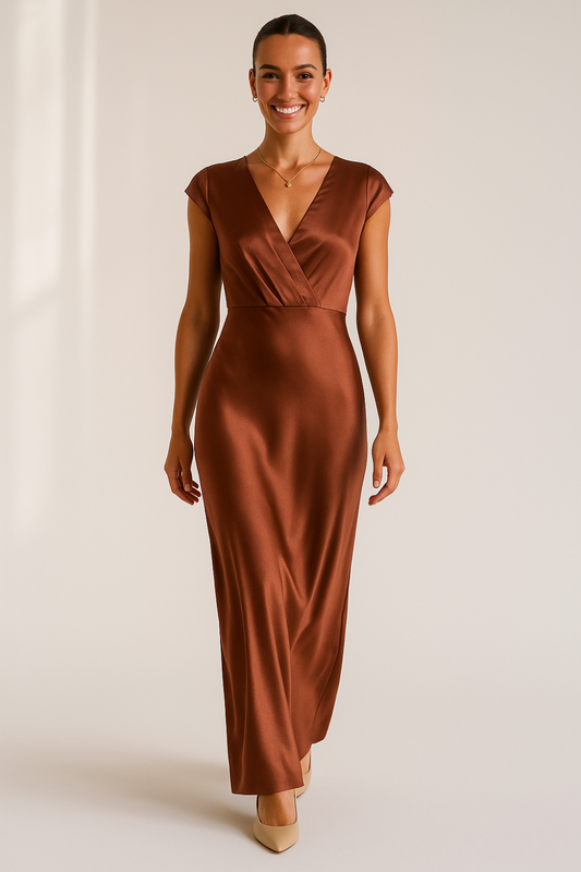 Robe Longue Femme | Finition Satinée Élégante | Taille Empire Flatteuse