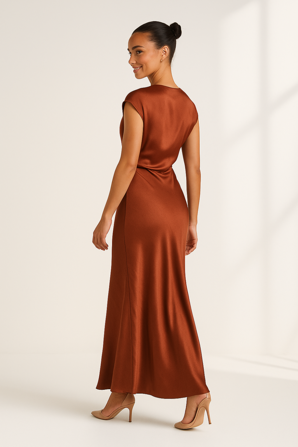 Robe Longue Femme | Finition Satinée Élégante | Taille Empire Flatteuse