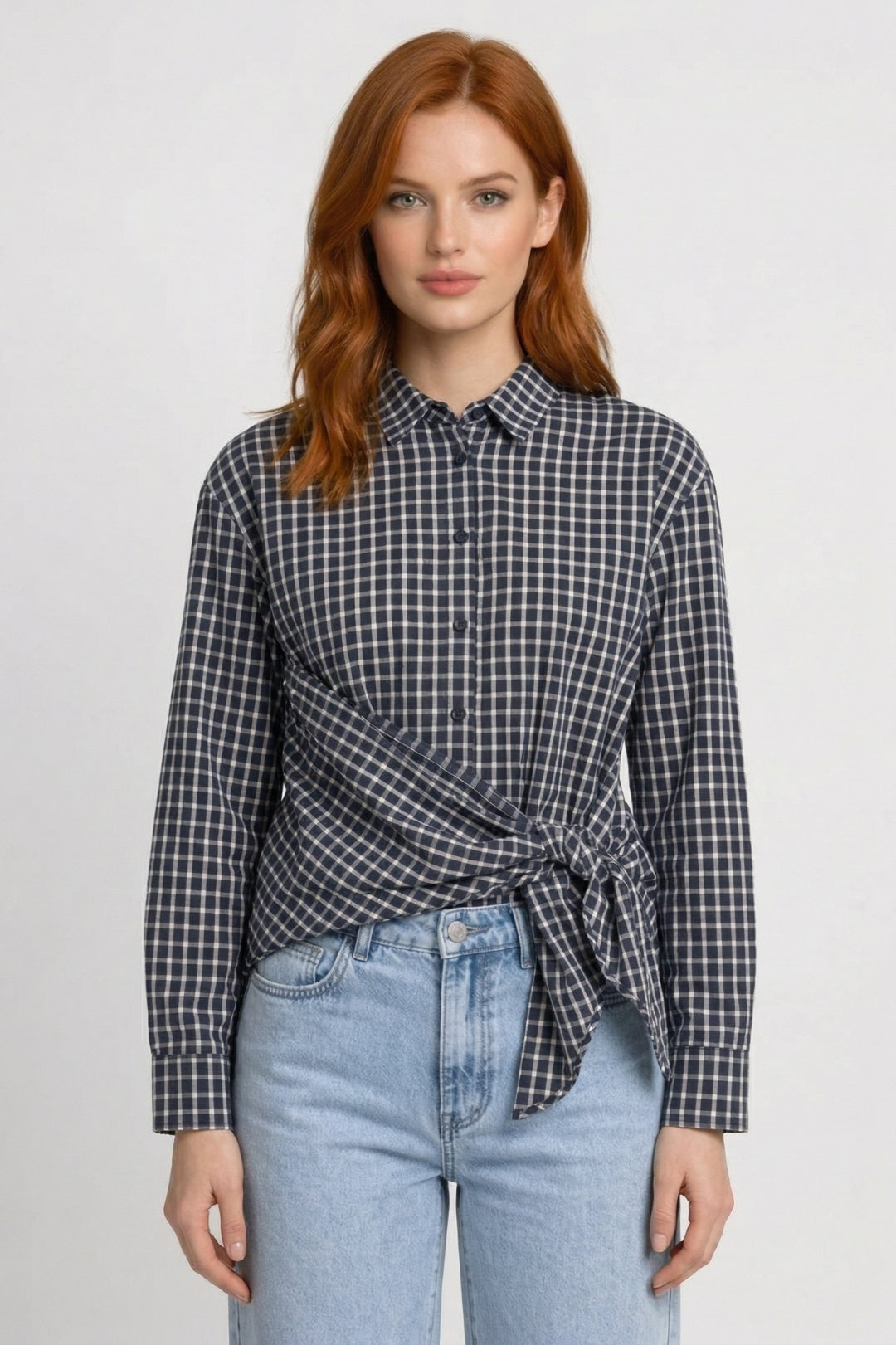Chemise Femme - Carreaux Nouée | Moderne Décontractée