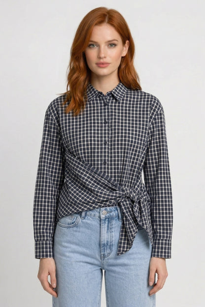 Chemise Femme - Carreaux Nouée | Moderne Décontractée
