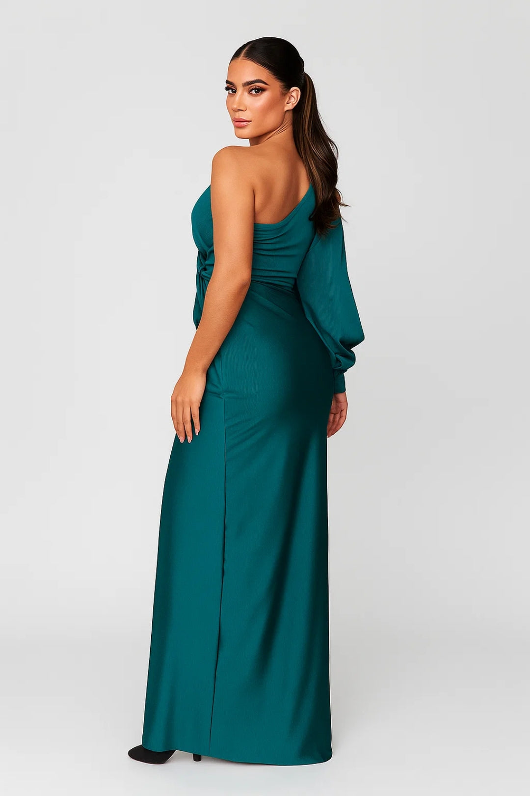 Robe asymétrique drapée | Robe de soirée une manche | Légère et respirante