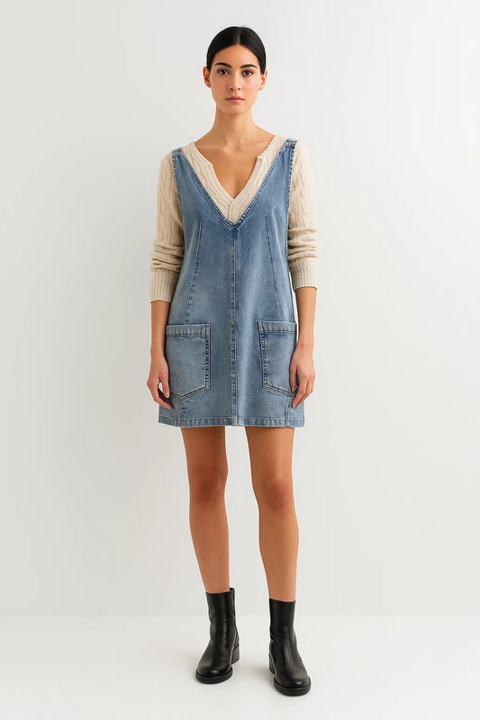 Robe Chasuble en Jean | Coton Denim | Décontractée et Polyvalente