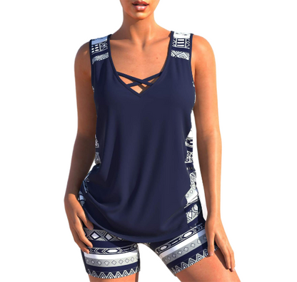 Amélie - Maillot de Bain Femme Deux Pièces Tendance avec Tankini et Short Gainant