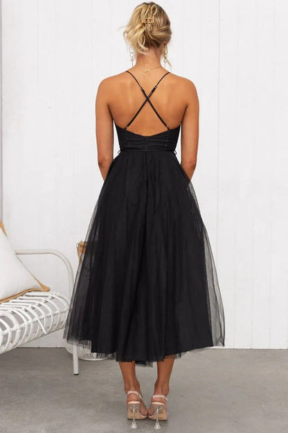 Amélie - Robe Invitée Mariage Femme Romantique Bustier Tulle et Bretelles Fines
