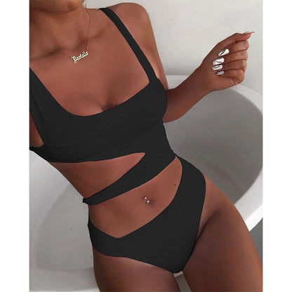 Anaïs - Bikini Femme Maillot de Bain Tendance Taille Haute avec Découpes à la Taille