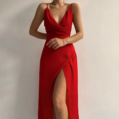 Anaïs - Robe Invitée Mariage Femme Sexy Col Bénitier et Fente Haute