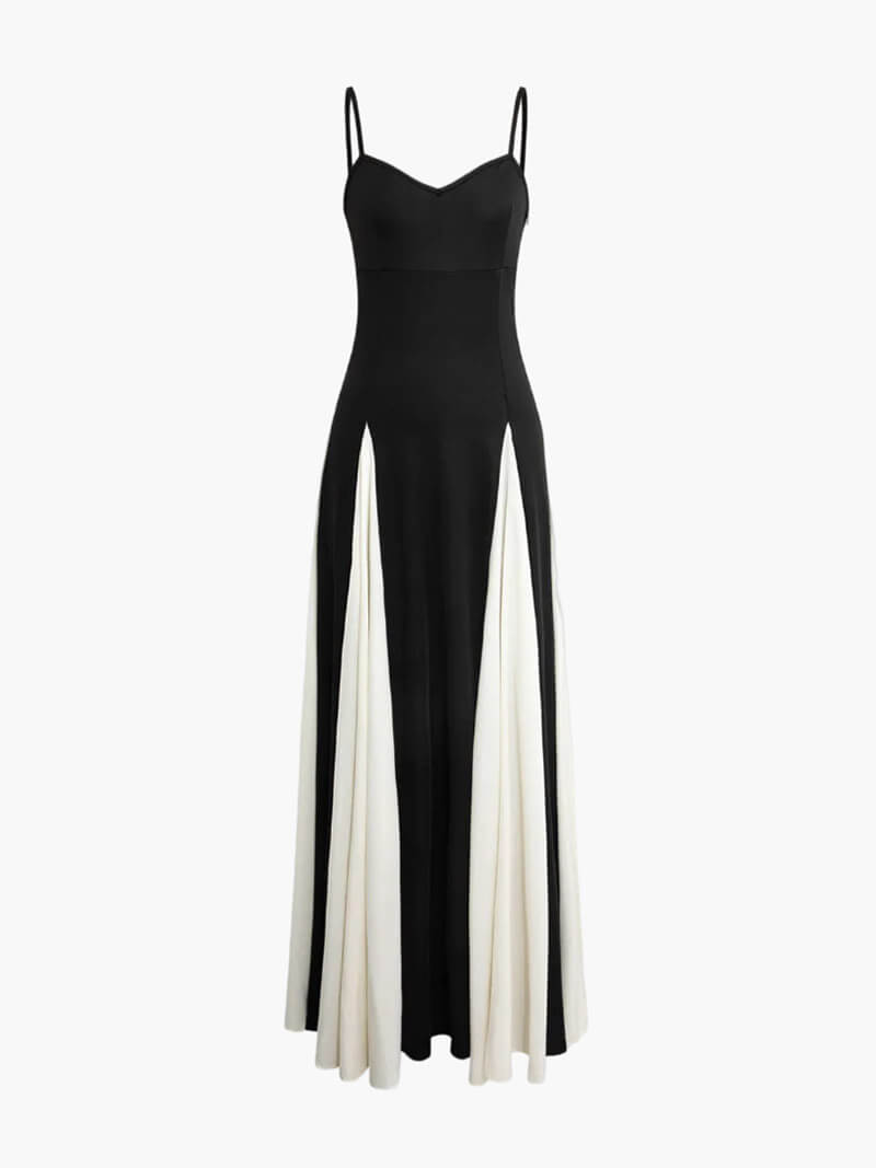 Anaïs - Robe Maxi Élégante Invitée Mariage Femme avec Bustier et Jupe Bicolore Évasée