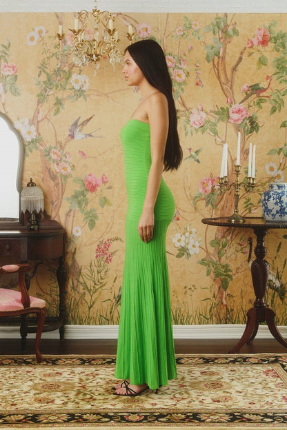 Anaïs - Robe de Soirée Longue Femme Élégante Bustier sans Bretelles avec Coupe Sirène Plissée