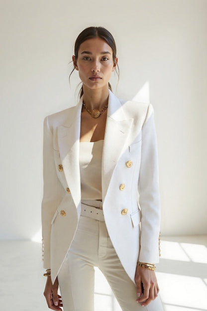 Blazer Femme | Coupe Cintrée et Élégance Classique | Disponible en Blanc, Noir et Bleu Marine