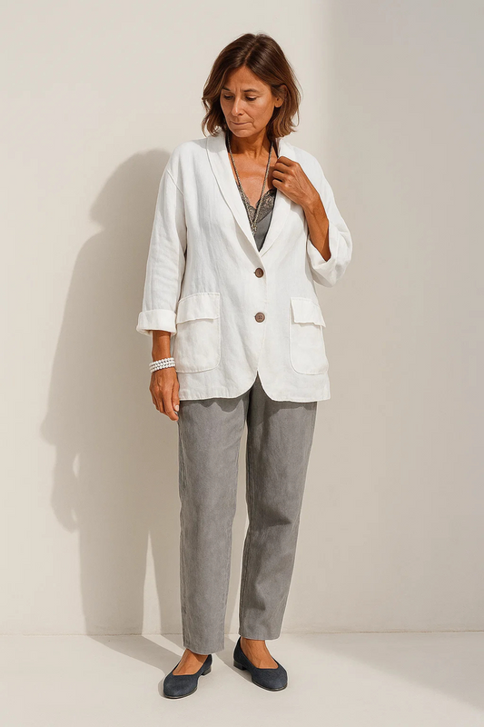 Blazer en Lin Femme | Coupe Décontractée | Boutonnage Élégant