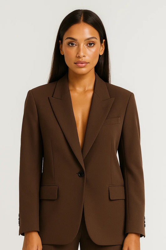 Blazers Élégants | Blazer classique marron à fermeture boutonnée | Chic et structuré