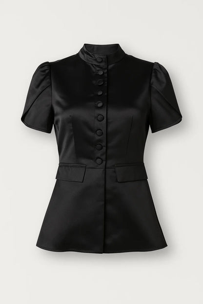 Blouse Femme | cintrée | col montant et boutons structurés pour Mi-Saison