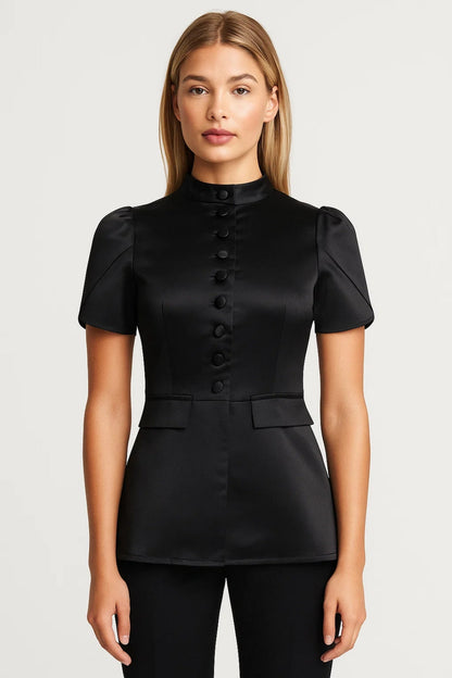 Blouse Femme | cintrée | col montant et boutons structurés pour Mi-Saison