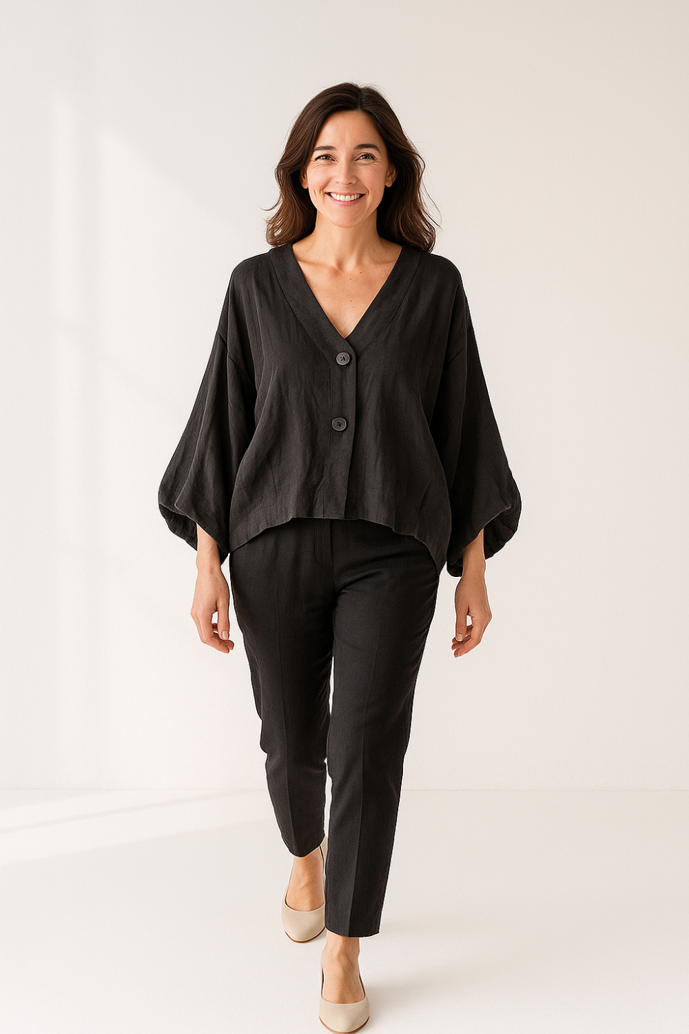 Blouse Femme en Lin | Coupe Ample | Manches Bouffantes