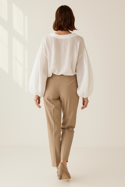 Blouse Femme en Lin | Coupe Ample | Manches Bouffantes