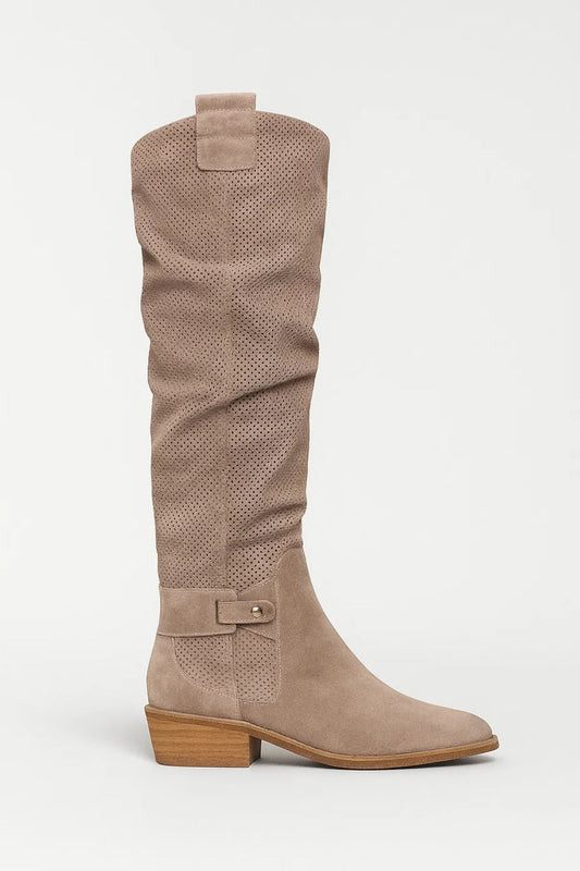 Bottes Femme | western perforées | talon bas moderne pour Mi-Saison
