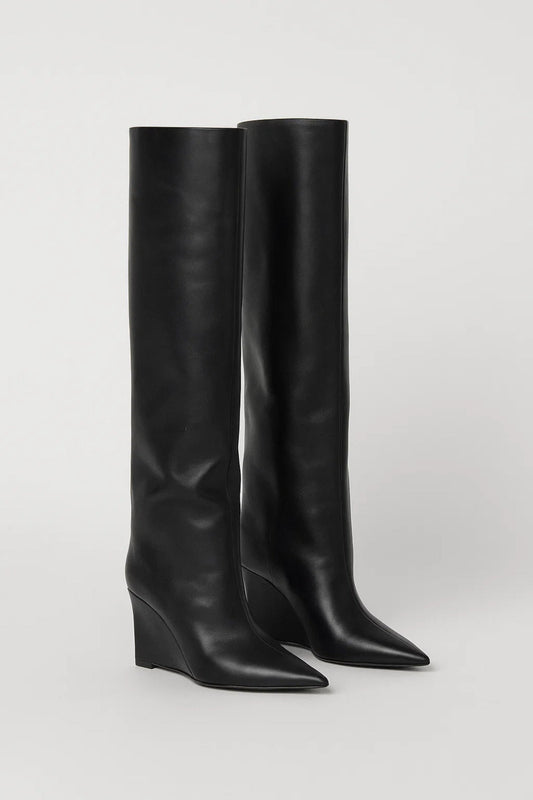 Bottes Hautes à Talon Compensé | Bottes Pointues Femme | Élégantes et Contemporaines